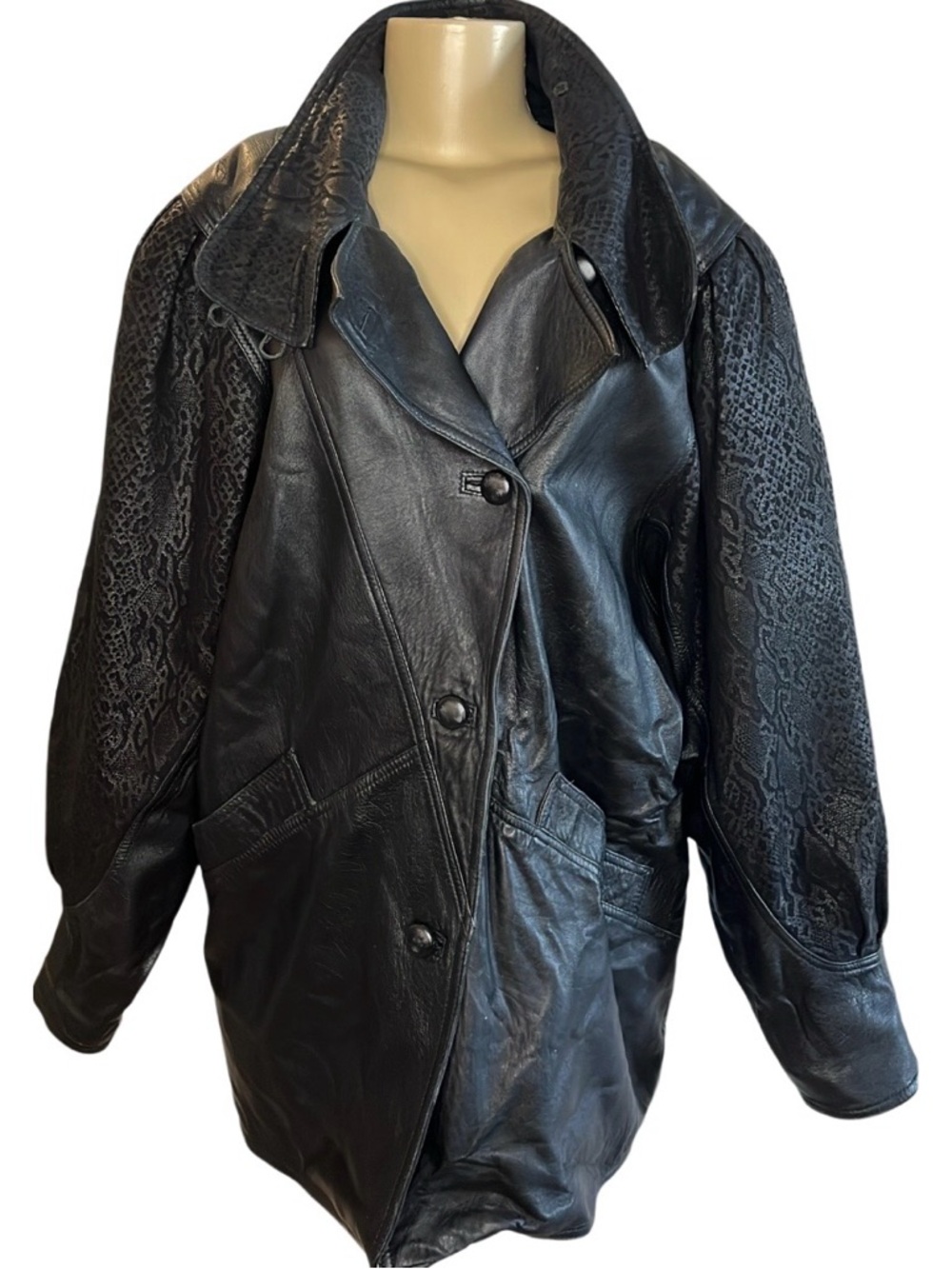 Vintage 80s Liviana Palli Vera Pelle Leather Snake Skin Print Jacket